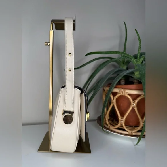 VTG 70s Bally International Cream Leather Shoulder Bag Italy Made Gold Hardware - Picture 5 of 14